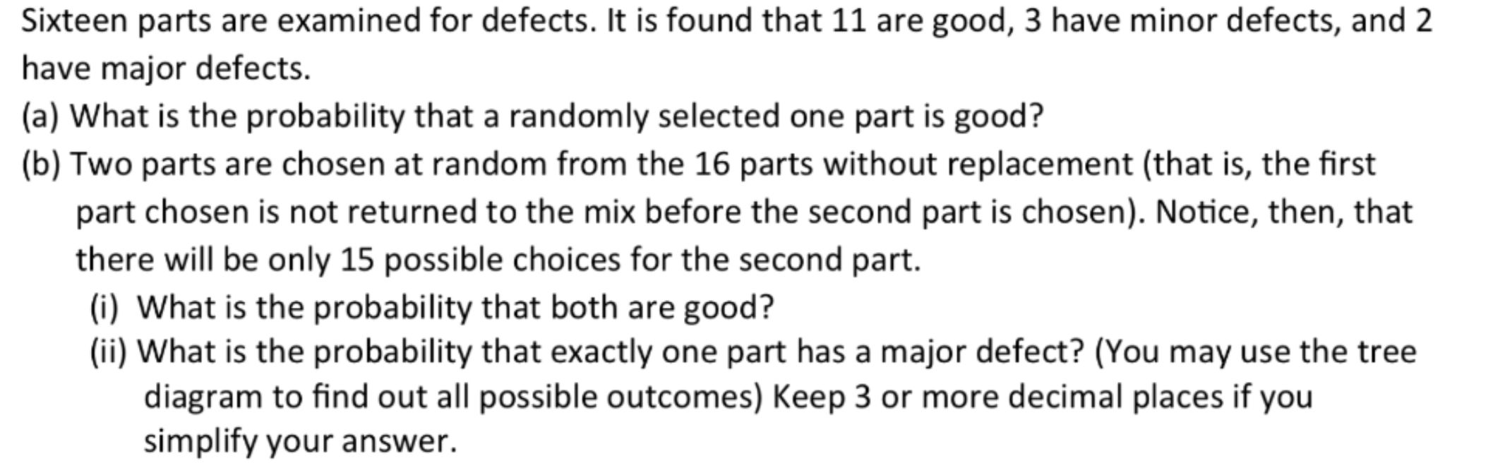 Solved I only need help with part b (ii). | Chegg.com