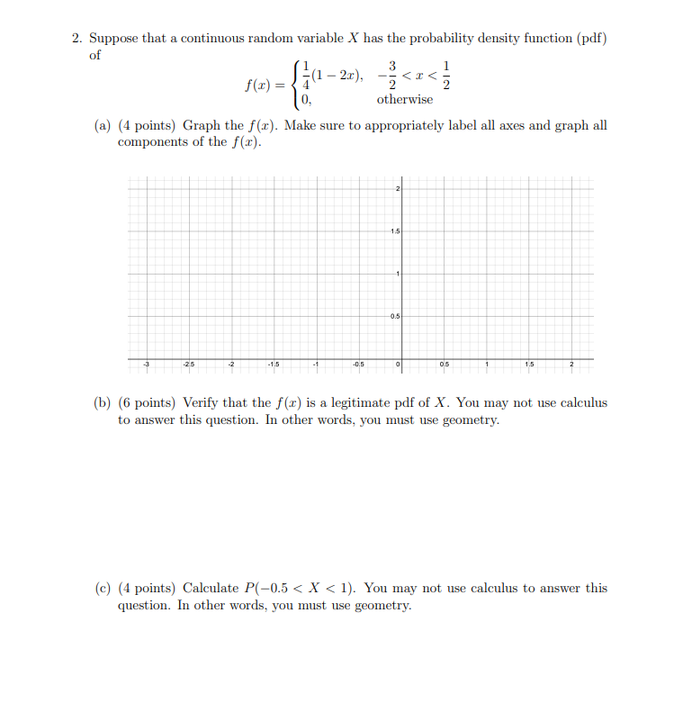 Solved { 2. Suppose that a continuous random variable X has | Chegg.com