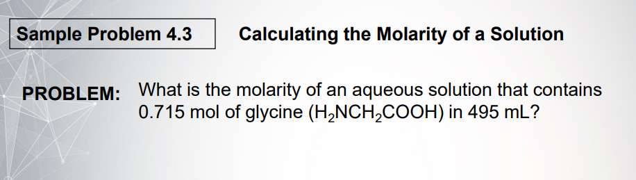 Solved Calculating the Molarity of a Solution PROBLEM: What | Chegg.com
