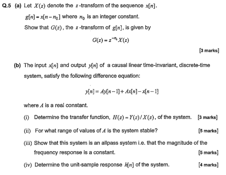 Solved Q 5 A Let X Z Denote The Z Transform Of The Seq Chegg Com