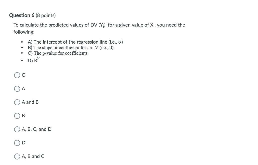 Solved Question 6 (8 points) To calculate the predicted | Chegg.com