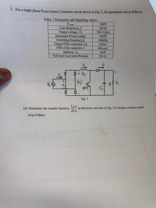 2. For a single phase Power Factor Correction circuit | Chegg.com