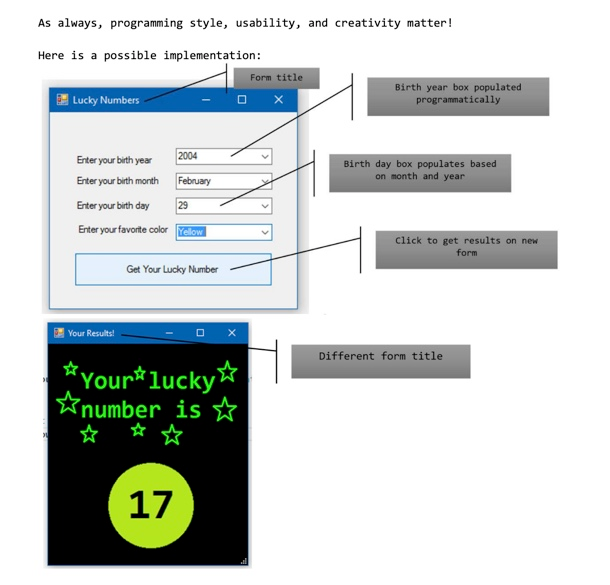 Create the Lucky Number application, shown below. | Chegg.com