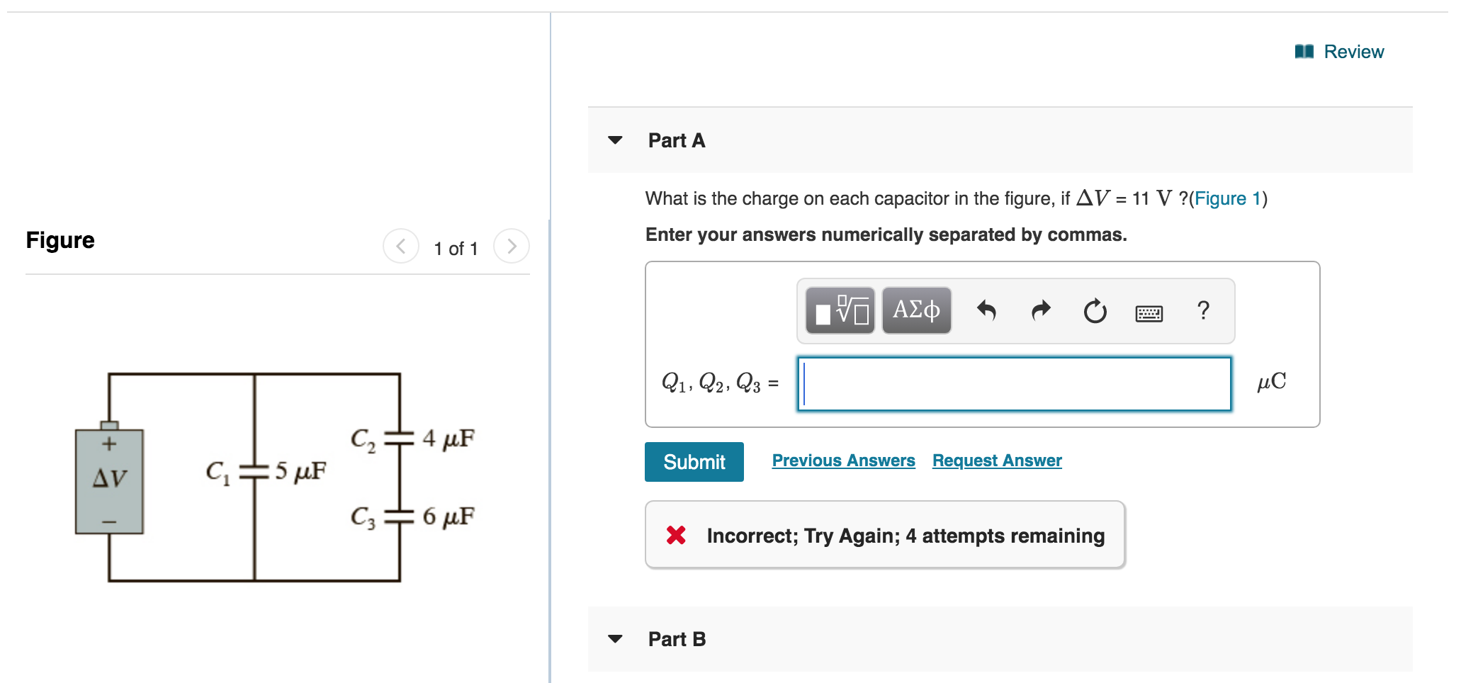 Solved Review Part A What is the charge on each capacitor in | Chegg.com
