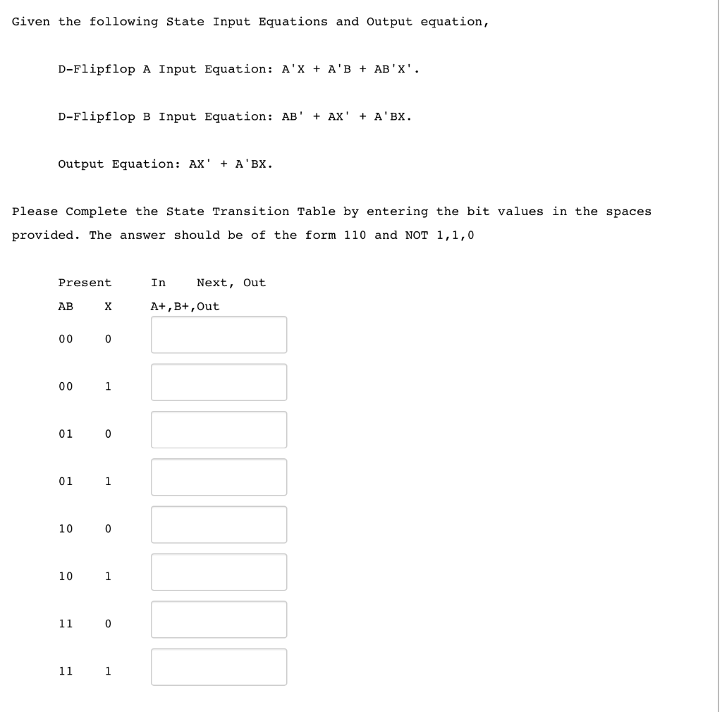 Solved Given the following State Input Equations and Output | Chegg.com