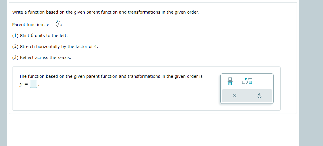 Solved Write a function based on the given parent function | Chegg.com
