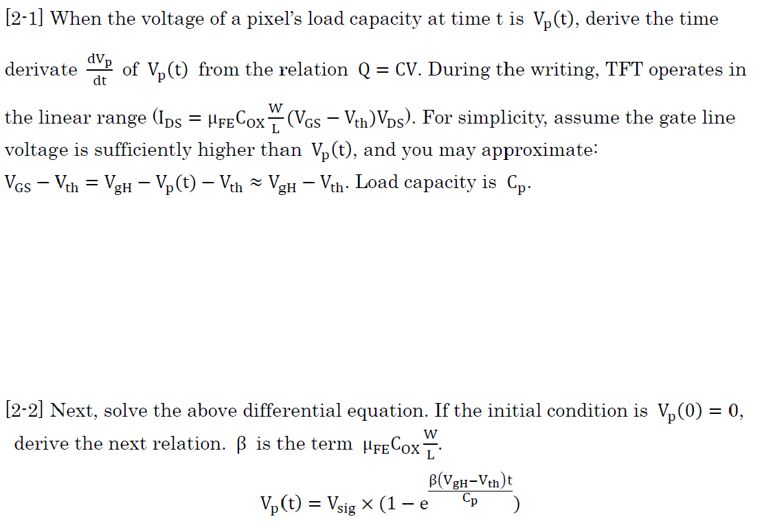 Solved For an active matrix displays, a Thin-film transistor | Chegg.com