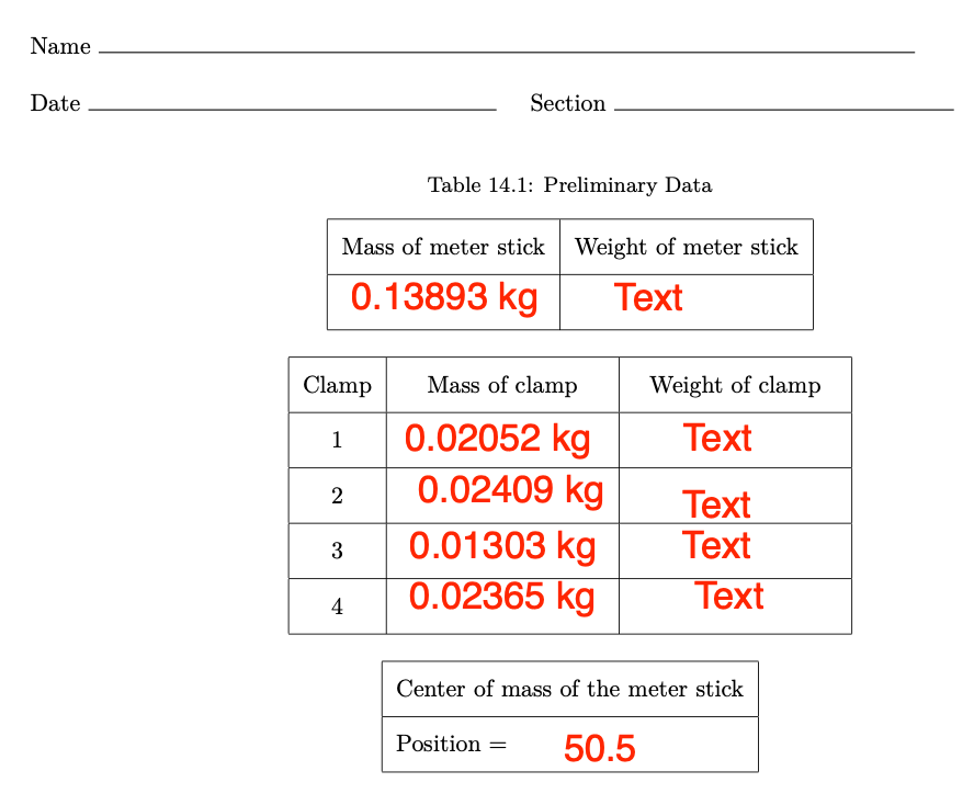 Solved 232 LAB 14. TORQUE AND LEVER ARM 14.2. PROCEDURE 233