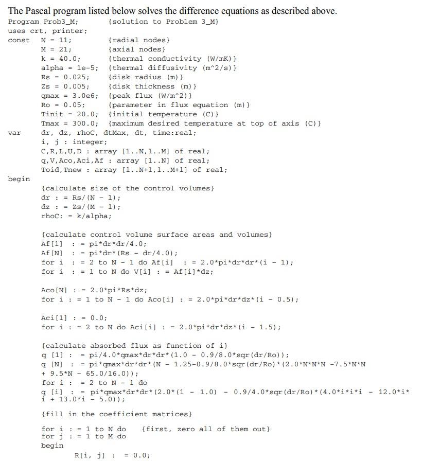 Solved The Pascal program listed below solves the difference | Chegg.com
