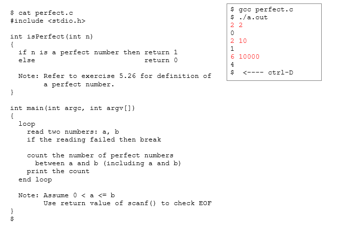 Solved $ cat perfect.c \#include n ) \{ if n is a perfect | Chegg.com