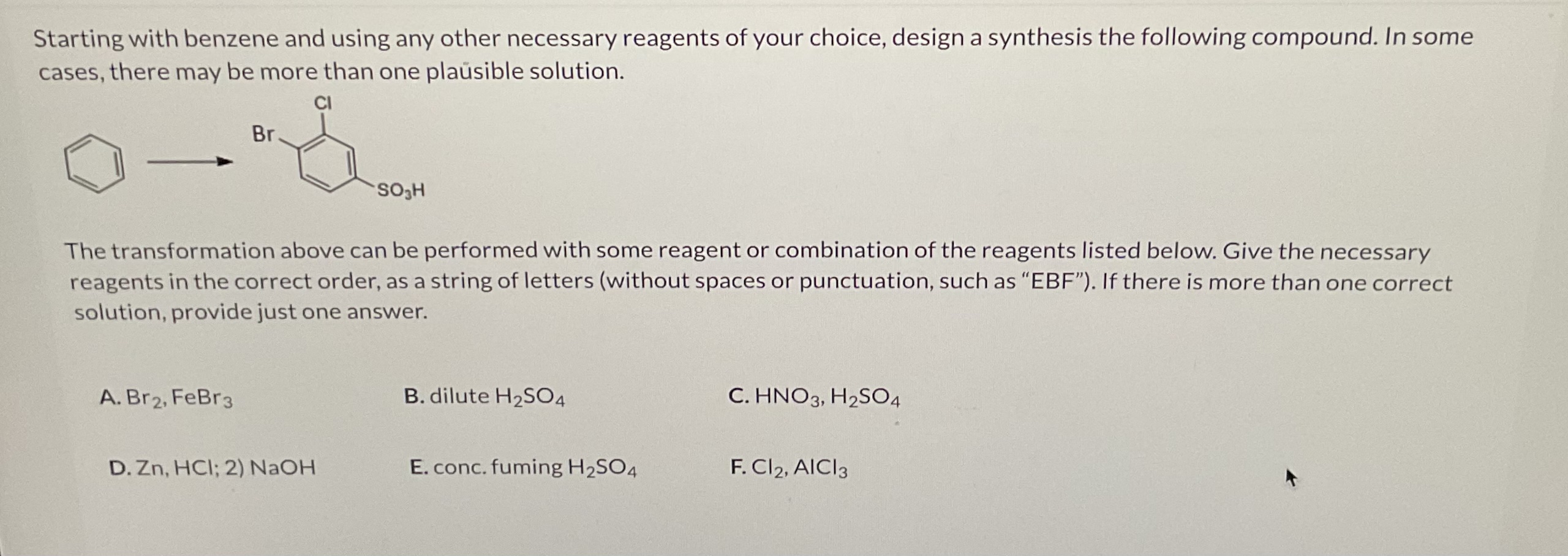 Solved Starting With Benzene And Using Any Other Necessary | Chegg.com