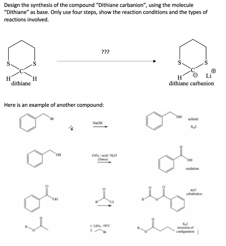 Solved Design the synthesis of the compound “Dithiane | Chegg.com