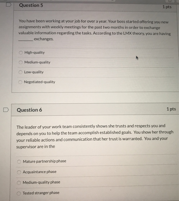 Solved Question 5 1 pts You have been working at your job | Chegg.com