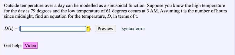 Solved Outside temperature over a day can be modelled as a | Chegg.com