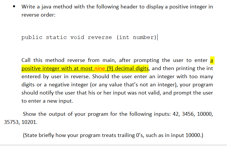 Solved Write a java method with the following header to | Chegg.com