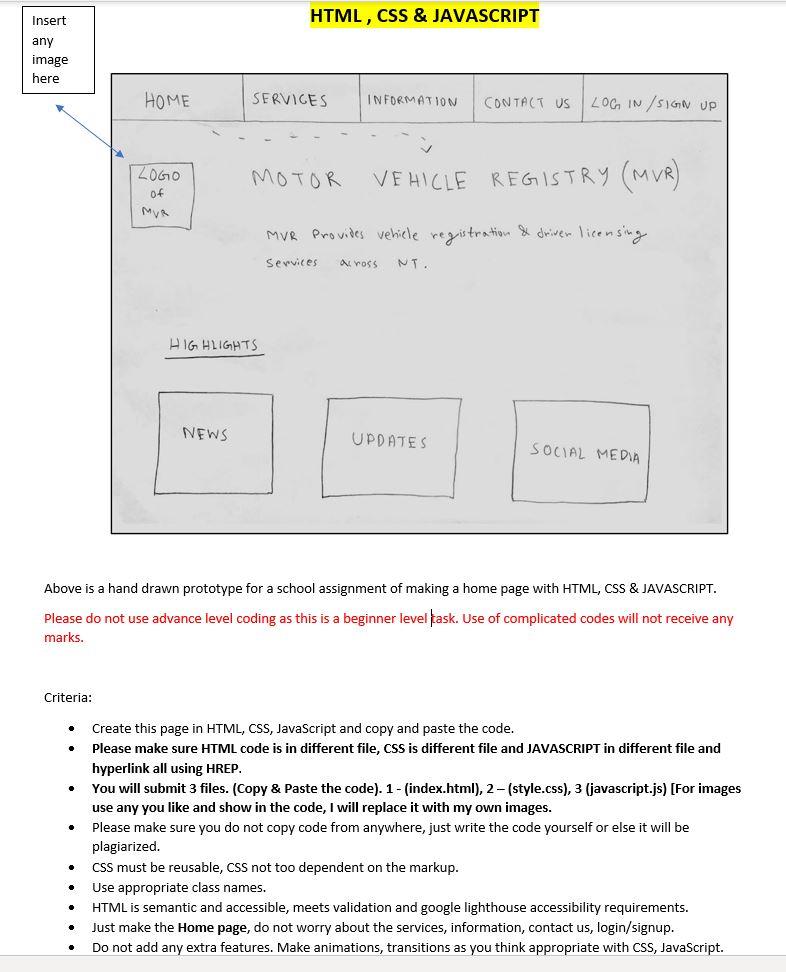 Solved Insert HTML, CSS & JAVASCRIPT any image here HOME | Chegg.com