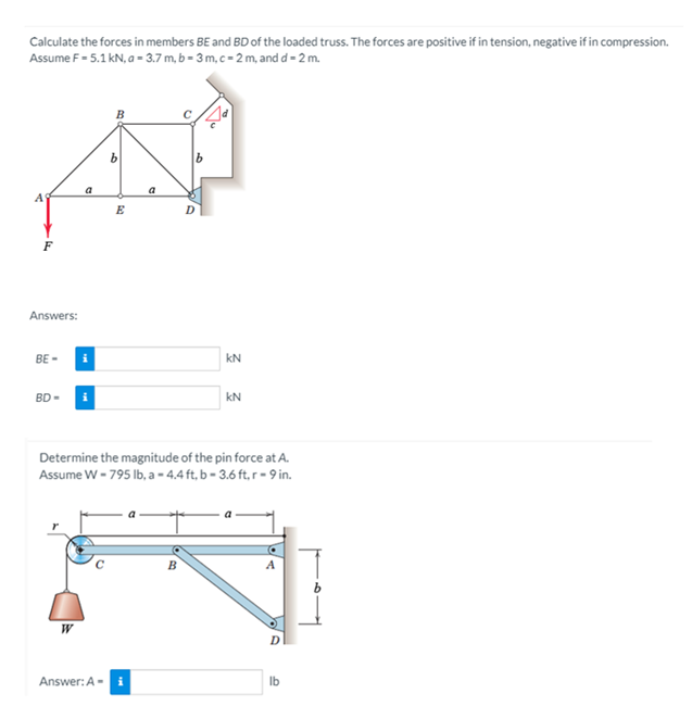 Solved Calculate The Forces In Members BE And BD Of The | Chegg.com