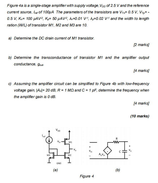 Solved Figure 4a is a single-stage amplifier with supply | Chegg.com