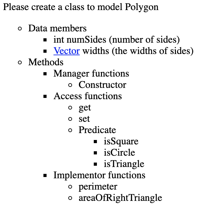 Solved Hello I would like to know how to code class Polygon | Chegg.com
