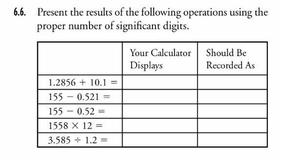 Solved 6.6. Present the results of the following operations | Chegg.com