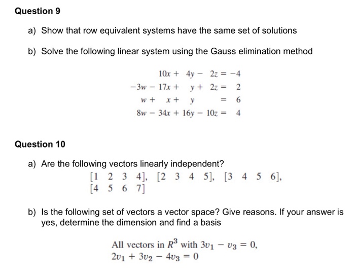 Solved Question9 a Show that row equivalent systems have Chegg