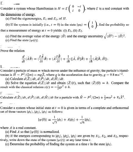 Solved consider . system whose Hamiltonian 