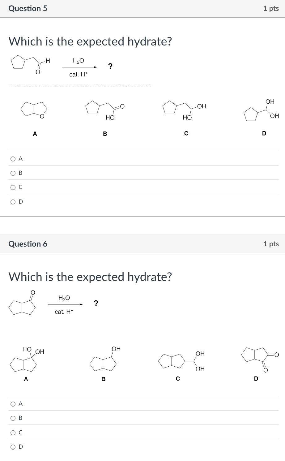 Solved Question 5Which is the expected hydrate?ABcQuestion | Chegg.com