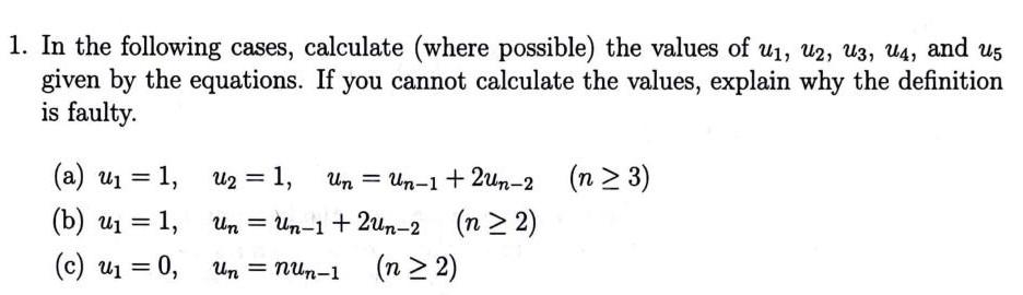 Solved 1. In the following cases, calculate (where possible) | Chegg.com