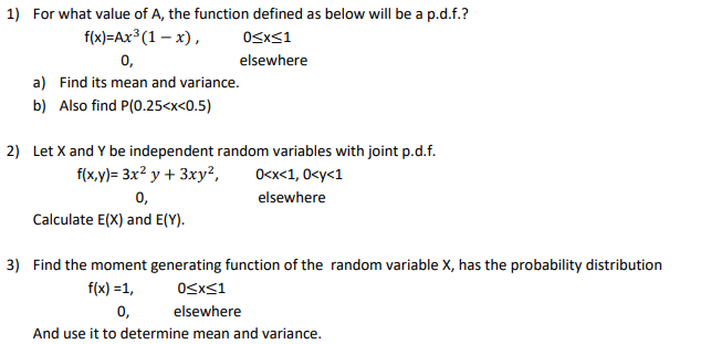 Solved 1) For what value of A, the function defined as below | Chegg.com