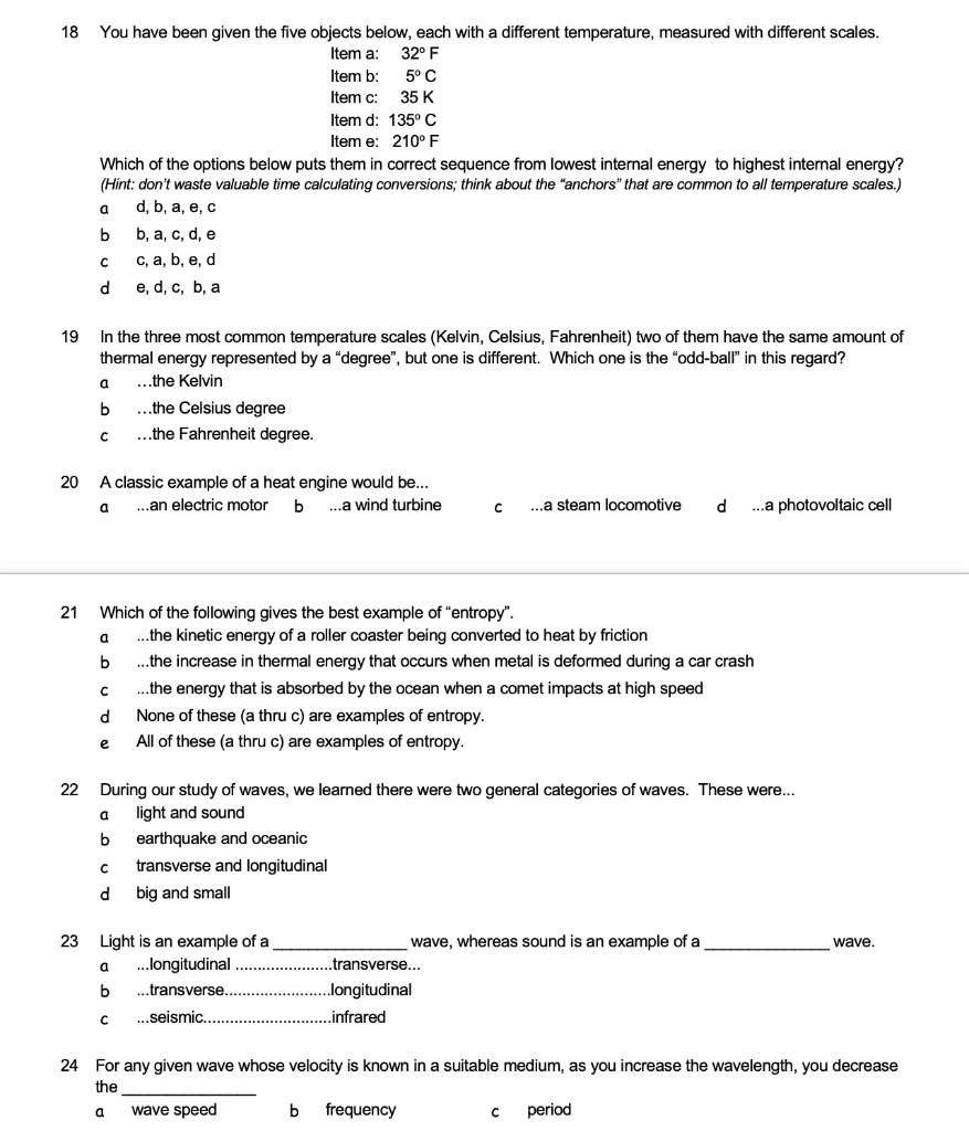 Solved 18 You have been given the five objects below, each | Chegg.com