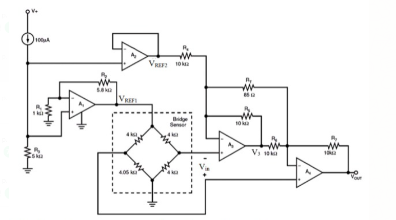 Solved The next circuit is a pressure sensor developed by | Chegg.com