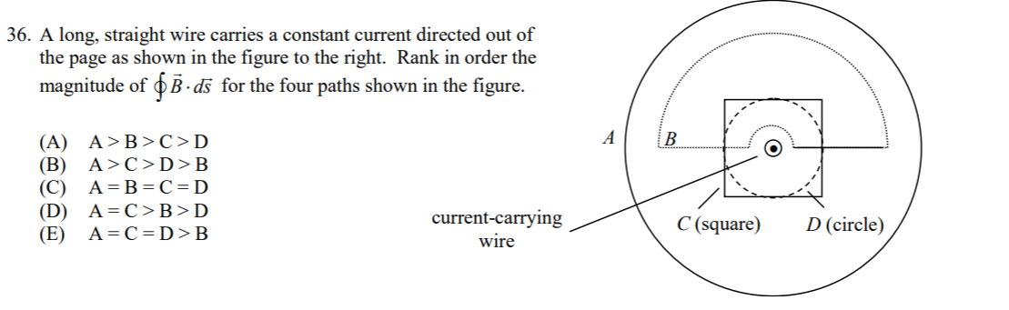 Solved 36. A long, straight wire carries a constant current | Chegg.com