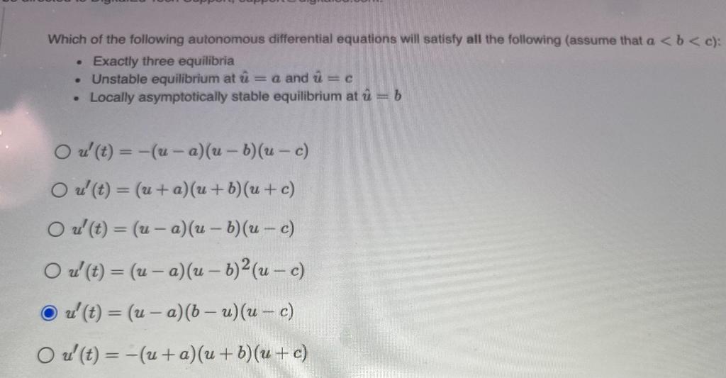 Solved Which Of The Following Autonomous Differential Equ Chegg Com