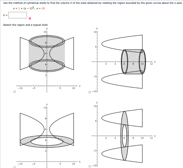 Solved Use the method of cylindrical shells to find the | Chegg.com