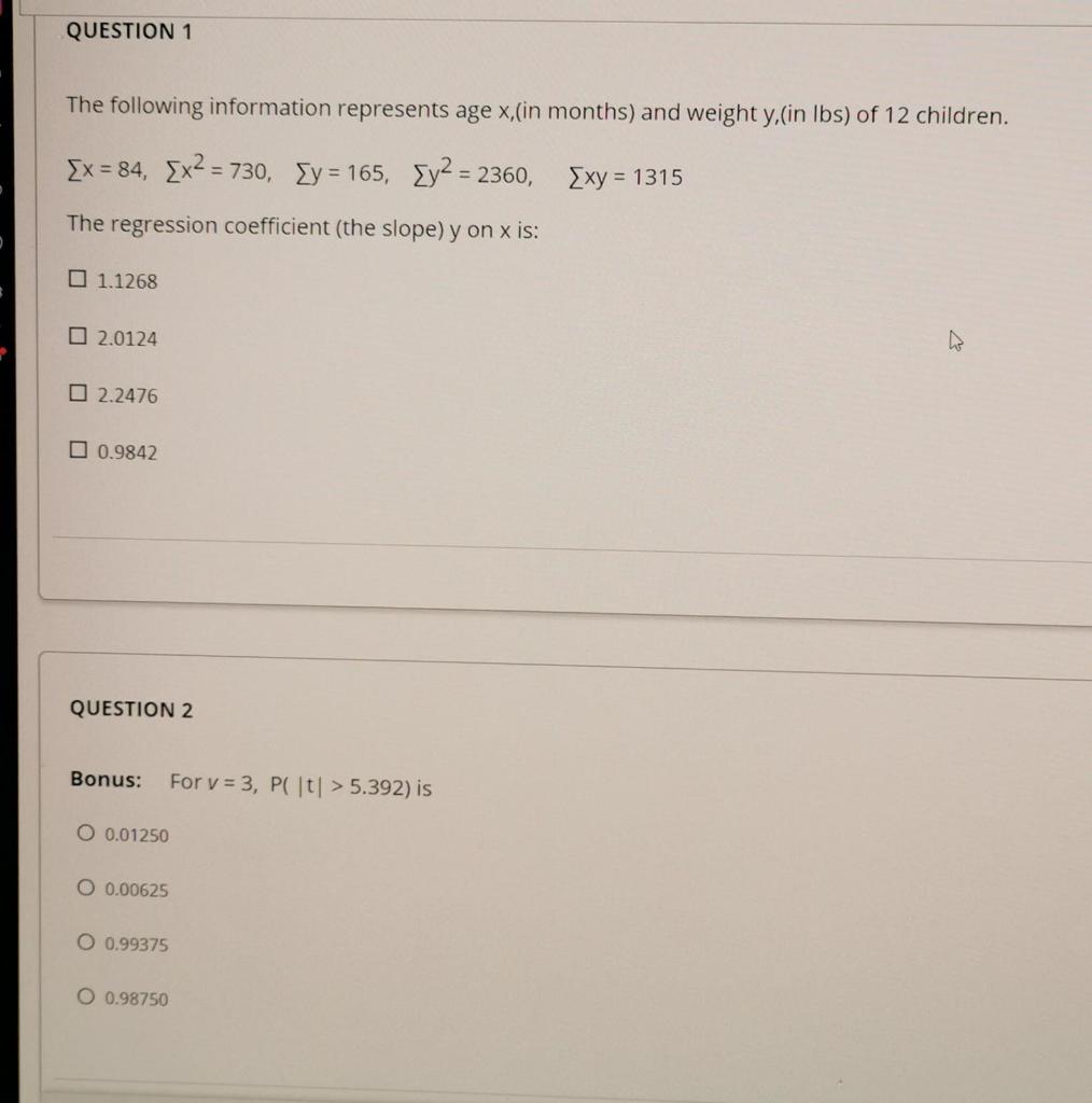 Solved QUESTION 1 The following information represents age | Chegg.com