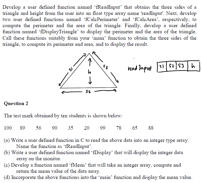 Solved Develop a user defined function named 'fReadInput' | Chegg.com