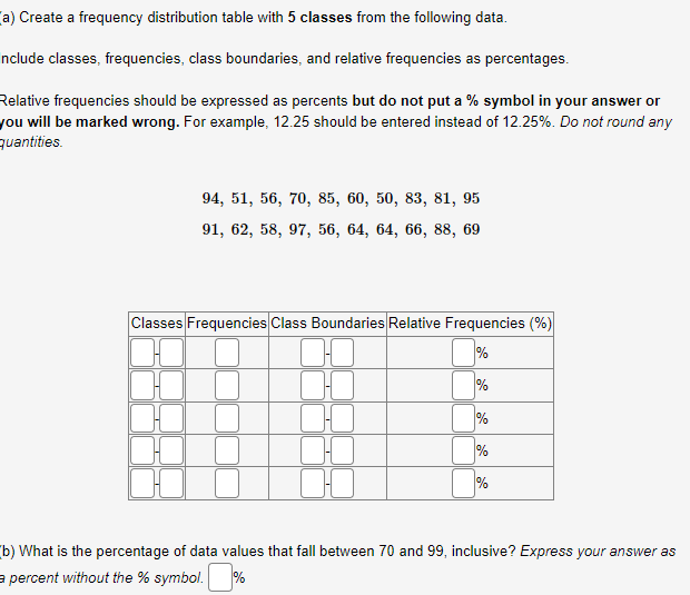 Solved (a) Create A Frequency Distribution Table With | Chegg.com