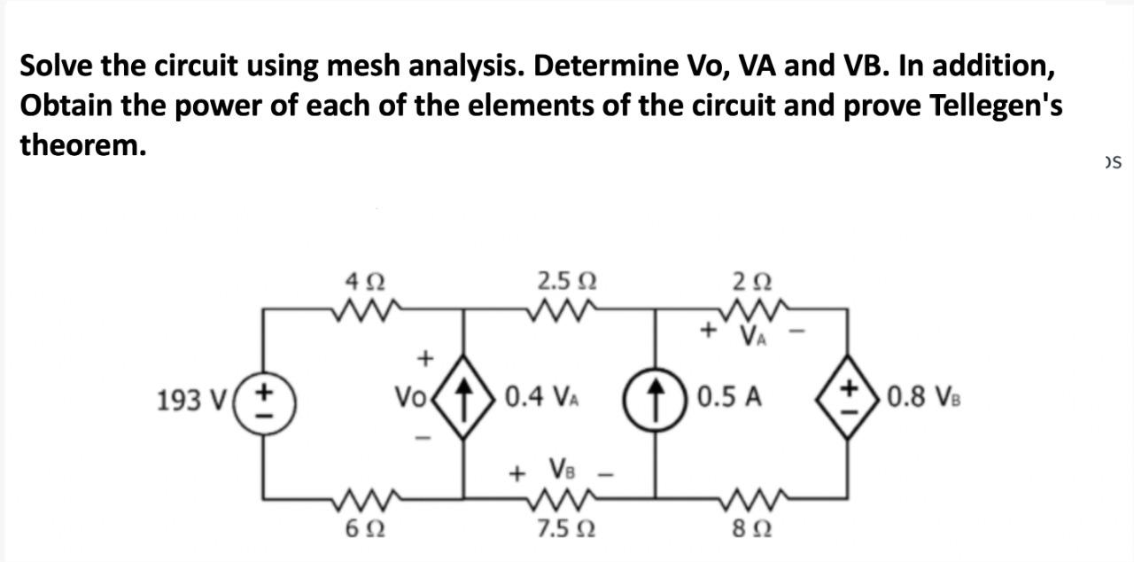 Solved Solve The Circuit Using Mesh Analysis. Determine Vo, | Chegg.com