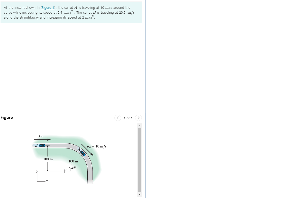 Solved At the instant shown in (Figure 1), the car at A is | Chegg.com