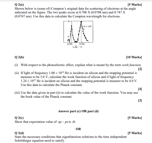 Solved Q 2 A 15 Marks Shown Below Is Some Of Compton S Chegg Com