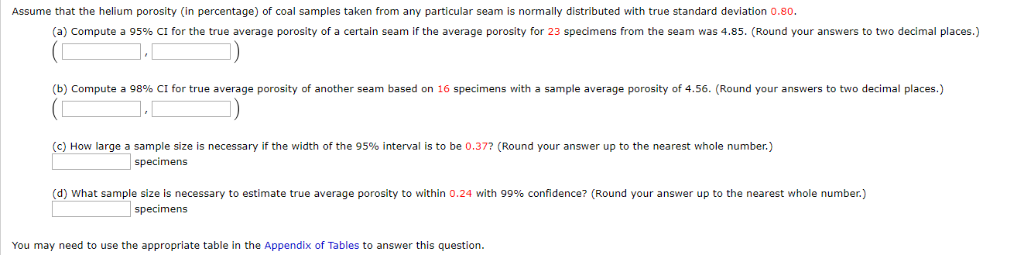 Solved ) Assume that the helium porosity (in percentage) of | Chegg.com