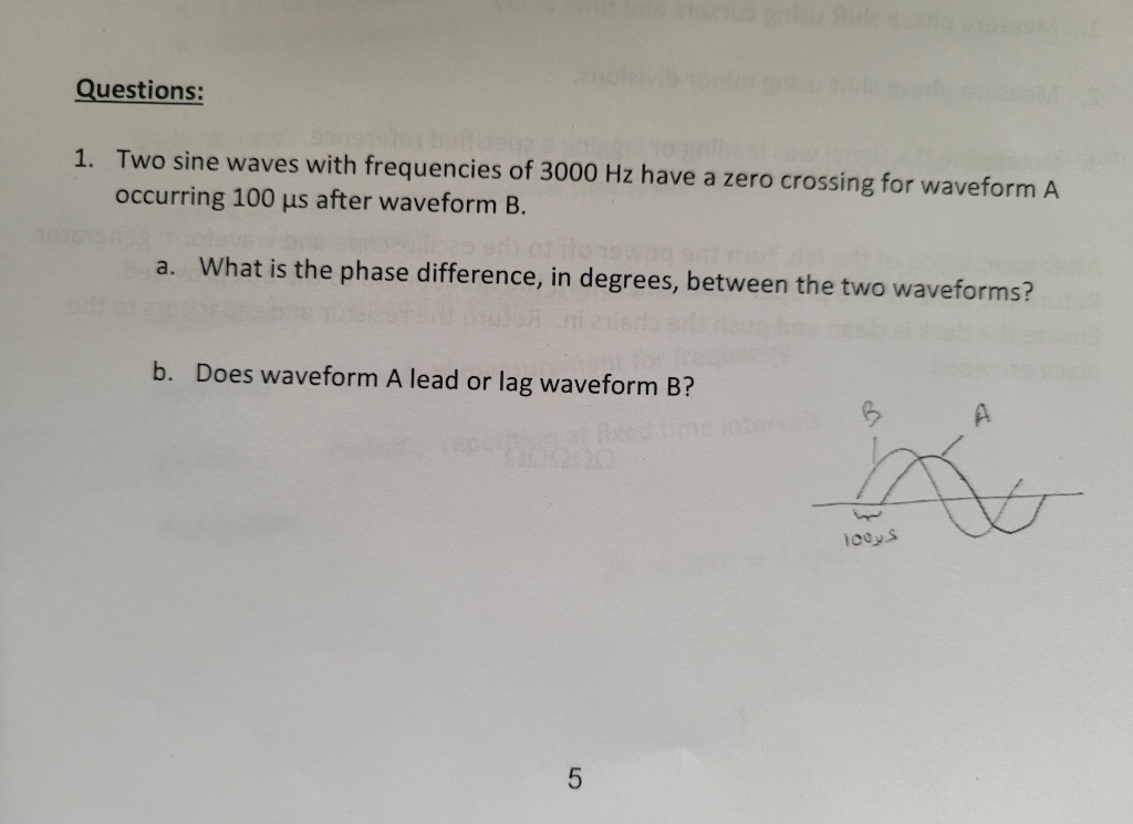 Solved Questions: 1. Two sine waves with frequencies of 3000 | Chegg.com