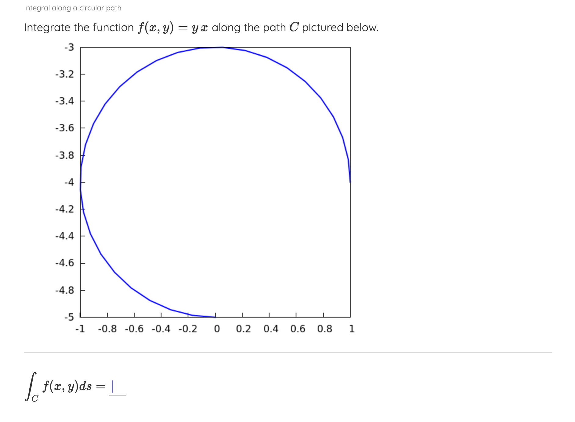 Path Integral Circle Example Integral along a circular pathIntegrate the function | Chegg.com