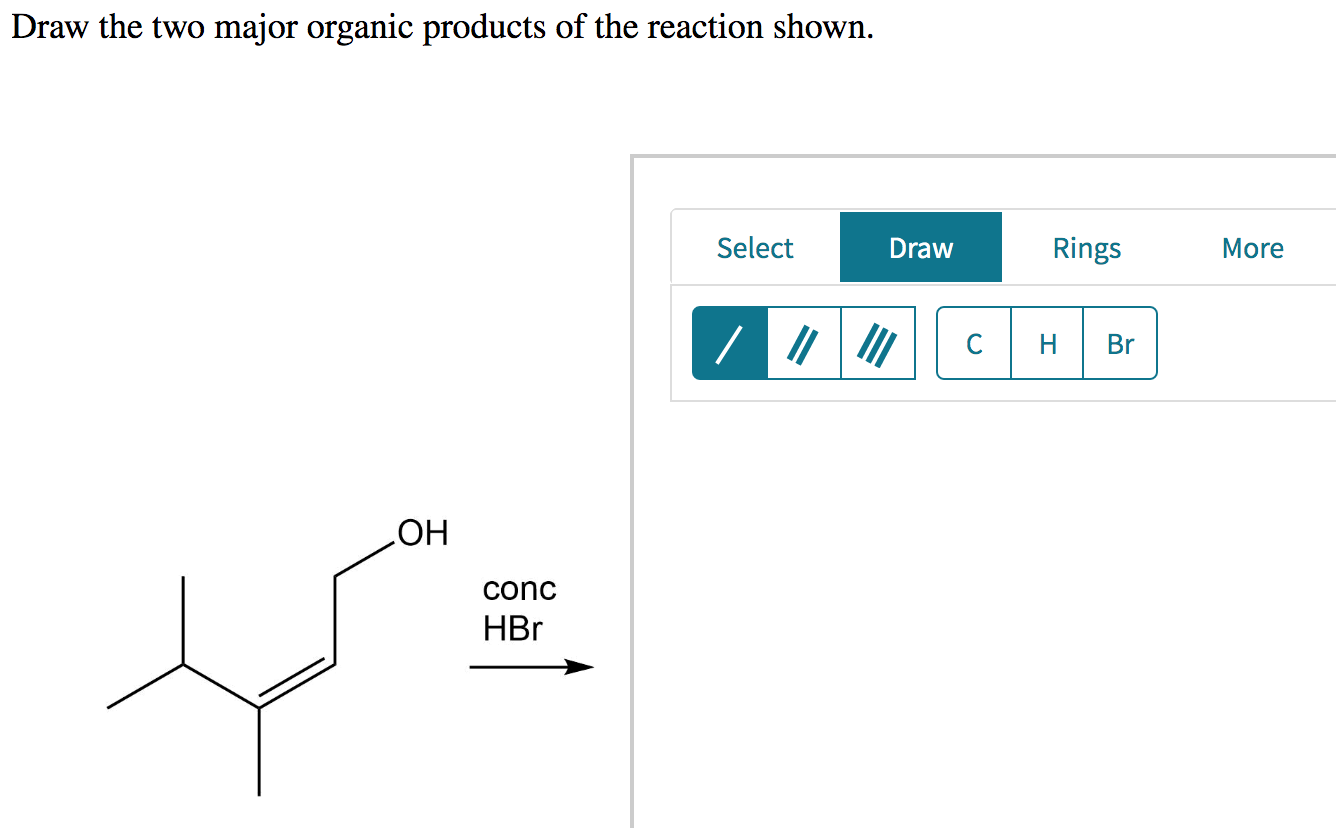 Solved Draw the two major organic products of the reaction Chegg com