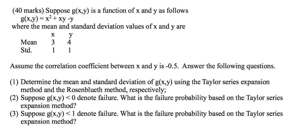 (40 marks) Suppose g(x,y) is a function of x and y as | Chegg.com