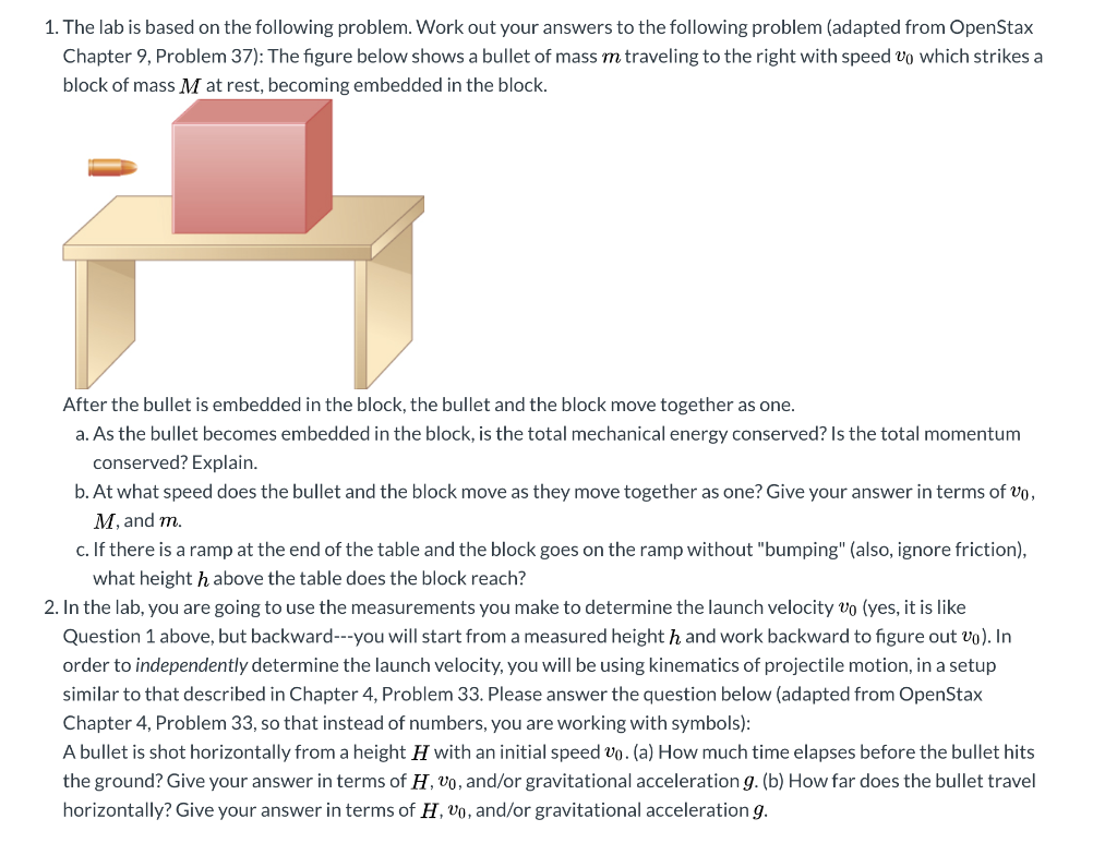 Bullet Problem Solved 1. The lab is based on the following problem. Work | Chegg.com