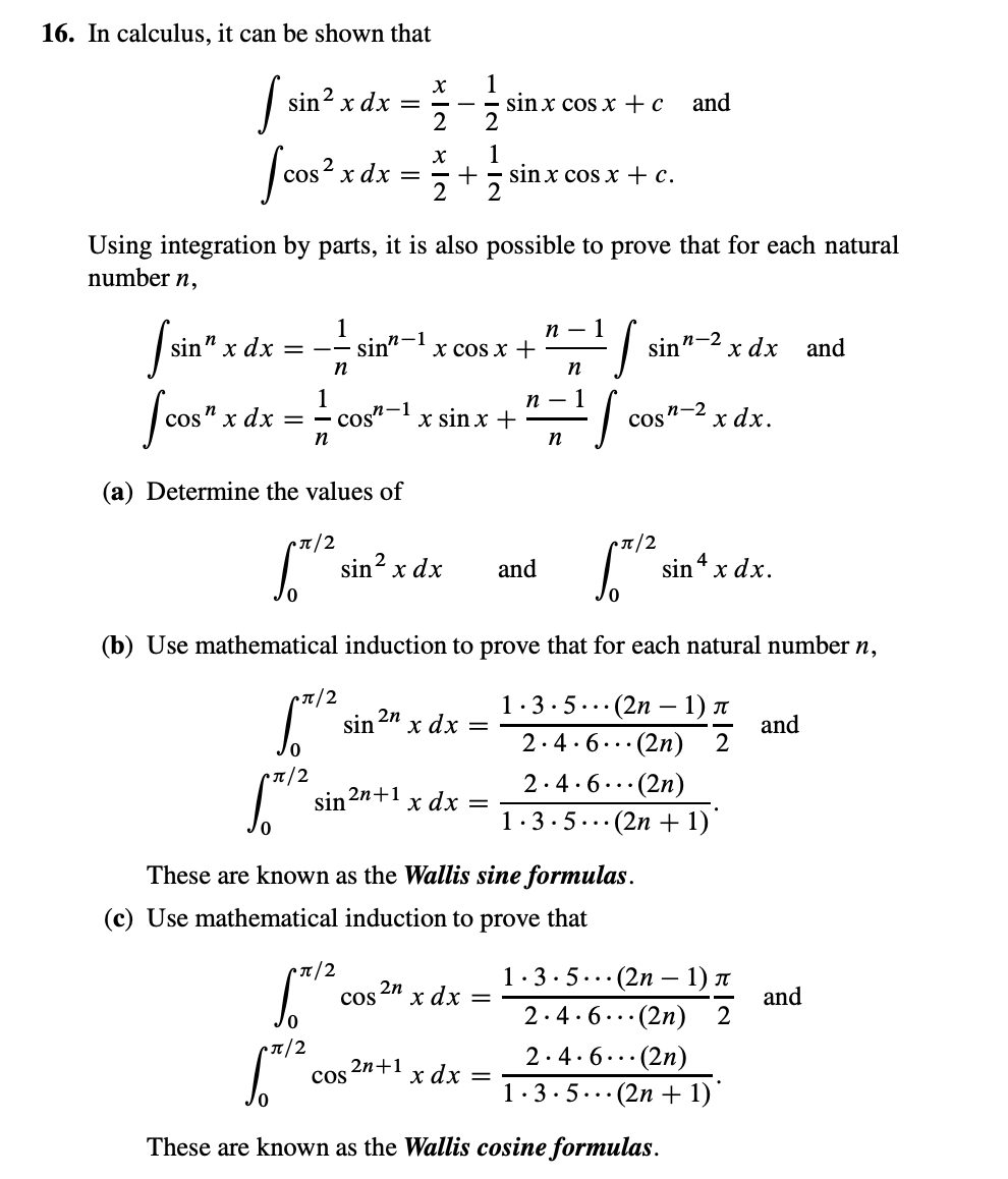 Solved 16 In Calculus It Can Be Shown That 1 Sin X Cos Chegg Com