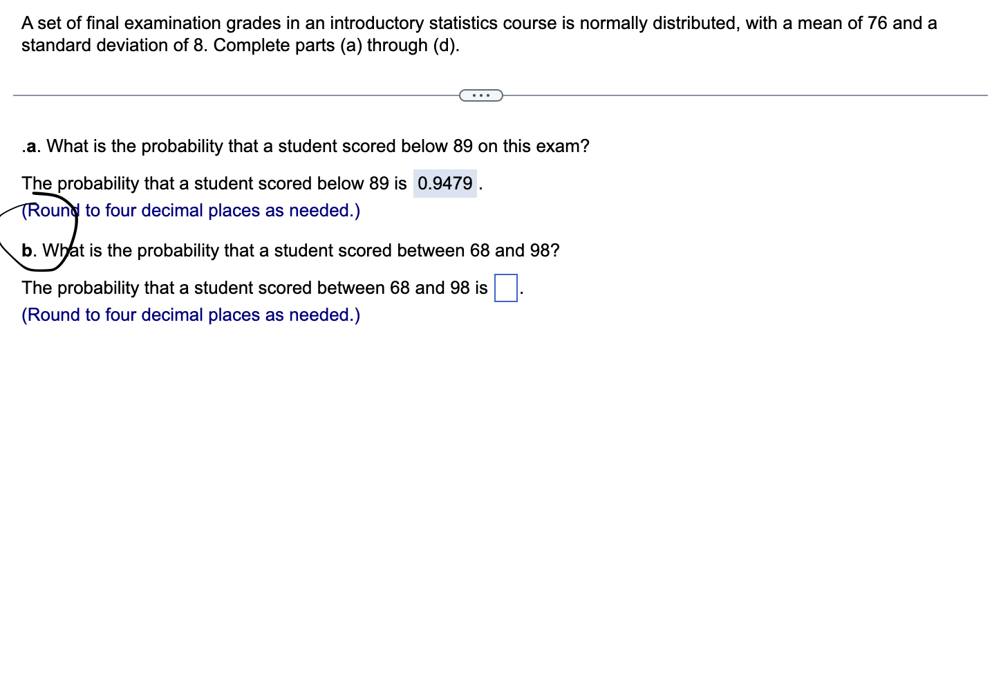 Solved A set of final examination grades in an introductory | Chegg.com