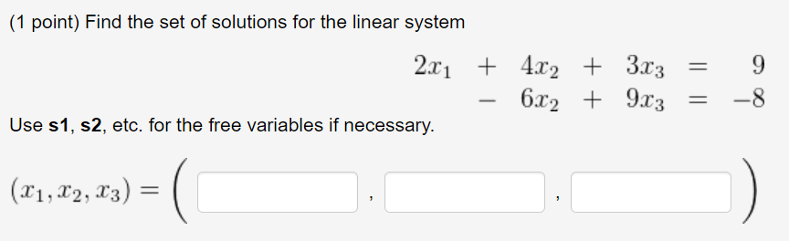 Solved (1 Point) Find The Set Of Solutions For The Linear | Chegg.com