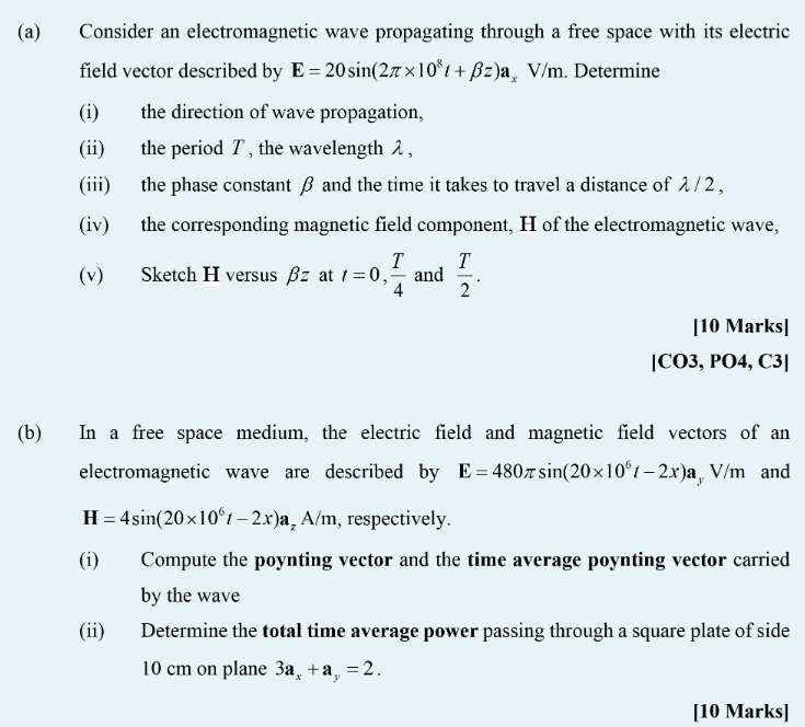 Solved A Consider An Electromagnetic Wave Propagating